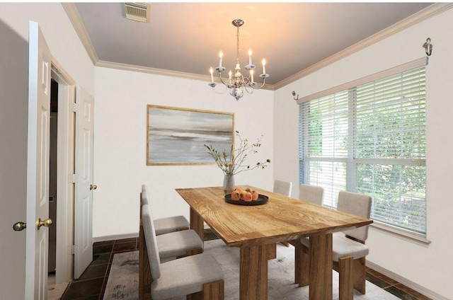 10606 Maidstone Manor Ct, Spring, TX 77379 - dining area featuring a chandelier, crown molding, and tile patterned flooring