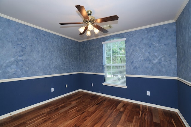 10606 Maidstone Manor Ct, Spring, TX 77379 - spare room with wood finished floors, ceiling fan, and crown molding