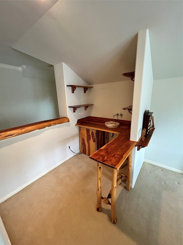 10606 Maidstone Manor Ct, Spring, TX 77379 - hallway featuring lofted ceiling and carpet flooring