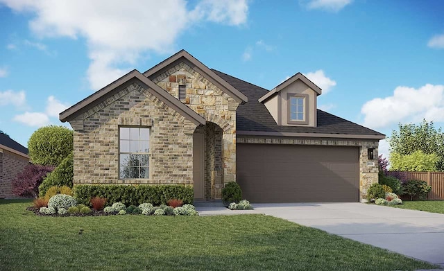 2443 Parker St, Seabrook, TX 77586 - french country home with stone siding, driveway, and an attached garage