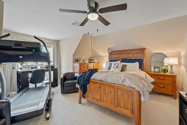 3219 N Pemberton Circle Dr, Houston, TX 77025 - bedroom featuring light carpet and a ceiling fan