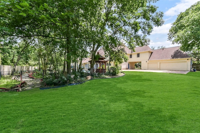 3230 Ivy Falls Dr, Houston, TX 77068 - view of yard with a gazebo, a garage, and driveway