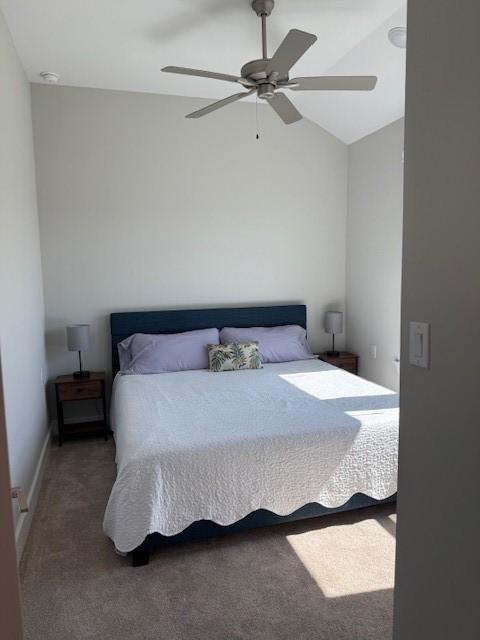 18714 Sweetwater Springs Dr, Cypress, TX 77433 - carpeted bedroom featuring ceiling fan and vaulted ceiling