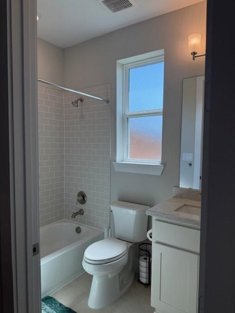 18714 Sweetwater Springs Dr, Cypress, TX 77433 - full bath with vanity, toilet, shower / tub combination, and tile patterned flooring