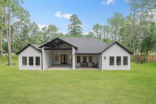 7321 Ponderosa Dr, Magnolia, TX 77354 - rear view of house featuring a patio area, french doors, ceiling fan, and roof with shingles