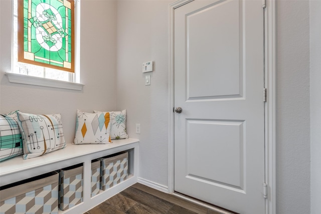 342 Topper Pines Dr, Montgomery, TX 77316 - mudroom featuring dark wood-style floors and baseboards