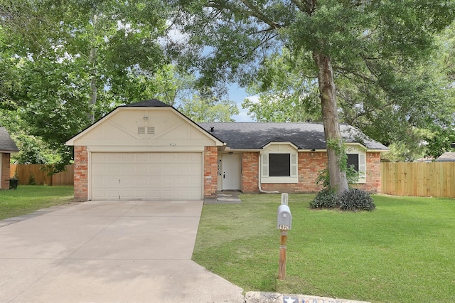 4126 Fitzwater Dr, Spring, TX 77373 - single story home with concrete driveway, an attached garage, roof with shingles, and brick siding