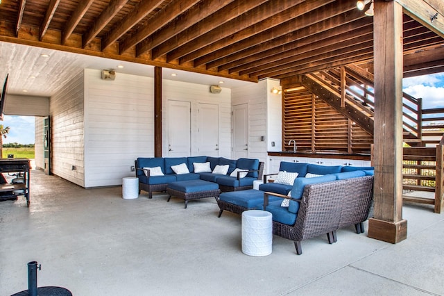 428 Bay Club Dr, Seadrift, TX 77983 - view of patio featuring outdoor lounge area and stairs