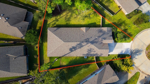 aerial overview of property's location featuring property parcel outlined