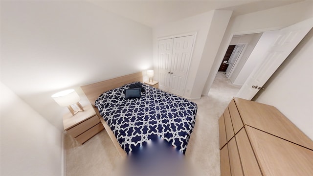 bedroom with carpet floors and a closet