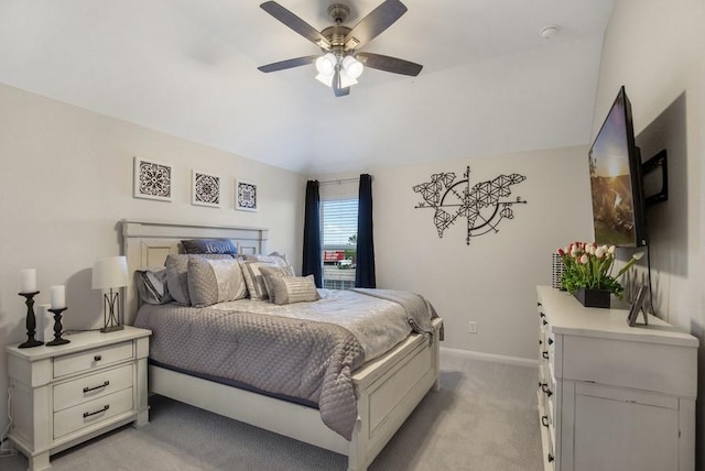 13814 Russell Ct, Mont Belvieu, TX 77523 - bedroom with light colored carpet, baseboards, and ceiling fan