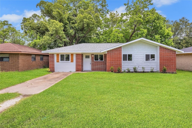 110 Prune St, La Marque, TX 77568 - single story home featuring concrete driveway, a front yard, and roof with shingles