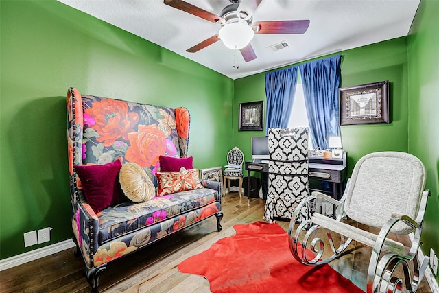 13600 Breton Ridge St Unit 25B, Houston, TX 77070 - office featuring ceiling fan, wood-type flooring, and baseboards