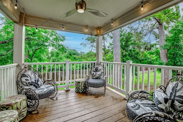 13600 Breton Ridge St Unit 25B, Houston, TX 77070 - wooden terrace featuring a ceiling fan