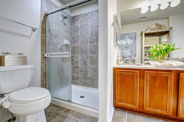 13600 Breton Ridge St Unit 25B, Houston, TX 77070 - full bathroom with a stall shower, tile patterned floors, toilet, and vanity