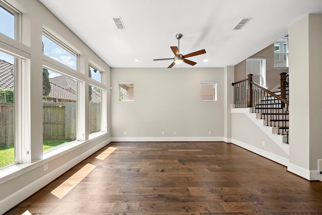 1404 Arkley Way, Houston, TX 77055 - spare room featuring plenty of natural light, ceiling fan, wood finished floors, recessed lighting, and baseboards
