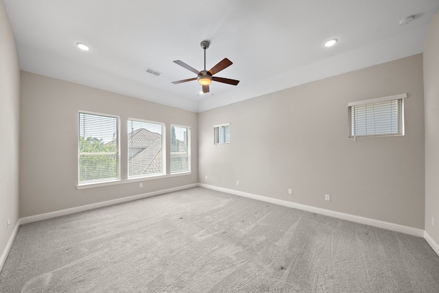 1404 Arkley Way, Houston, TX 77055 - unfurnished room with baseboards, a ceiling fan, carpet, recessed lighting, and a smoke detector