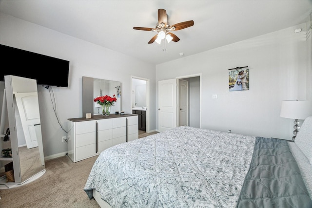 21022 Solstice Point Dr, Hockley, TX 77447 - bedroom with light carpet, baseboards, and a ceiling fan