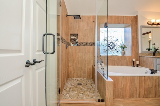 18106 Rileybrook Cir, Houston, TX 77094 - full bath featuring a shower stall, a bath, and vanity