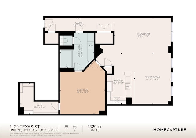 1120 Texas St Unit 7D, Houston, TX 77002 - floor plan / room layout