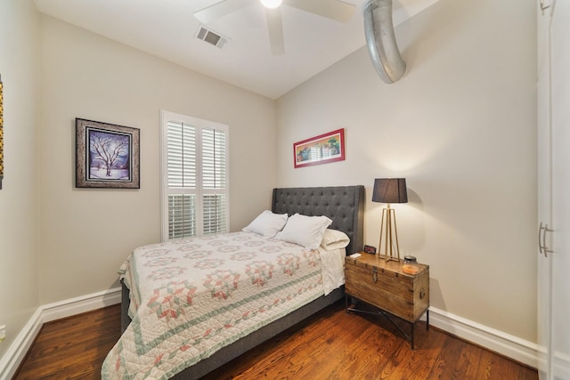 1710 Spring St, Houston, TX 77007 - bedroom with baseboards, wood finished floors, and ceiling fan