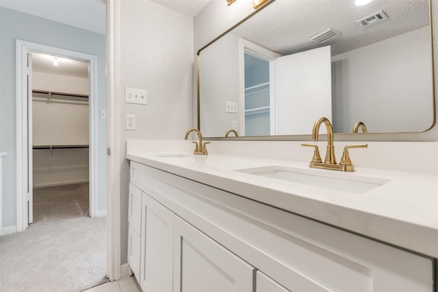 10816 Briar Forest Dr Unit 33, Houston, TX 77042 - full bath featuring a textured ceiling, double vanity, a walk in closet, and baseboards