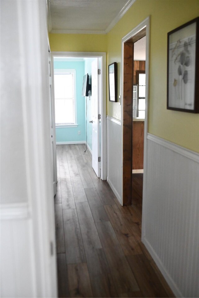 112 Lcr 902, Jewett, TX 75846 - hall featuring crown molding, wainscoting, and wood finished floors