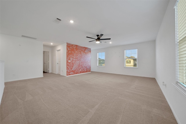 23431 Wrexham St, Spring, TX 77373 - unfurnished room featuring a ceiling fan, light colored carpet, recessed lighting, and baseboards
