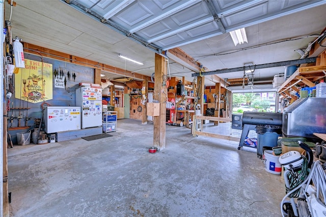 garage featuring a workshop area