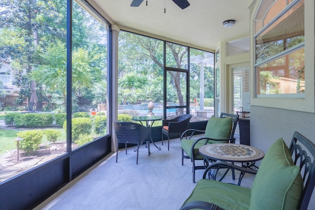 34 S Taylor Point Dr, The Woodlands, TX 77382 - sunroom with ceiling fan and healthy amount of natural light