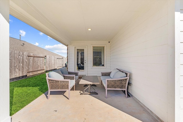 12225 Trumpetfish Dr, Conroe, TX 77304 - view of patio with fence and an outdoor living space