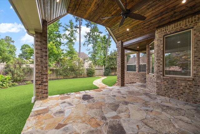 view of patio with a ceiling fan