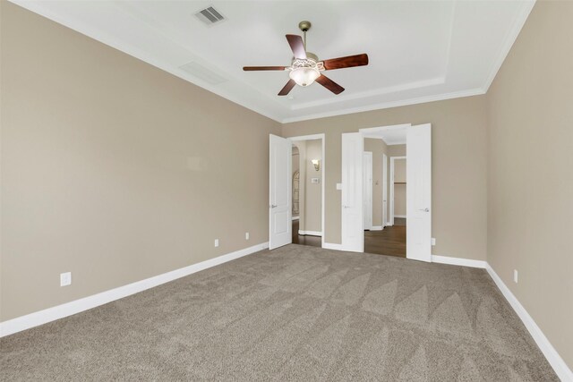 17306 Legend Brook Ct, Tomball, TX 77375 - unfurnished bedroom with carpet, ornamental molding, baseboards, and ceiling fan