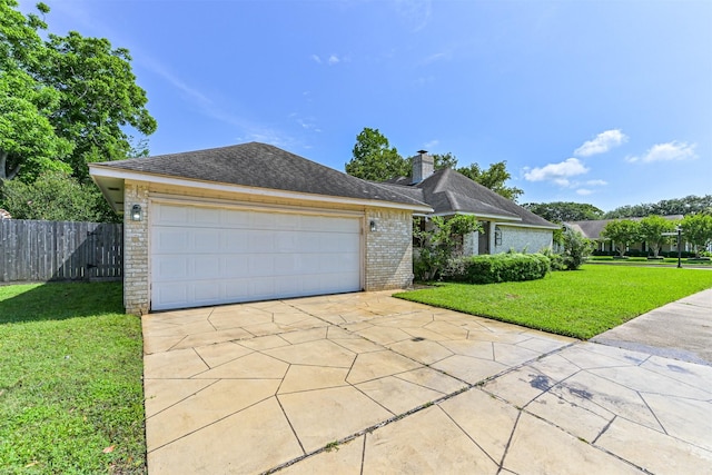4734 Baywood Dr, Pasadena, TX 77505 - ranch-style home with driveway, a chimney, brick siding, and an attached garage