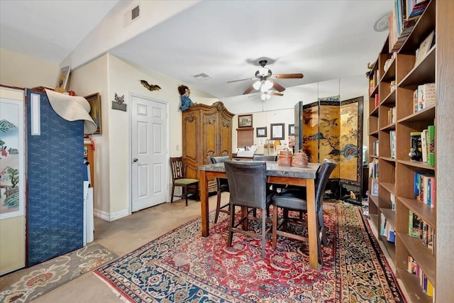 7027 Iowa Colony Blvd, Rosharon, TX 77583 - dining space featuring a ceiling fan, unfinished concrete flooring, and baseboards