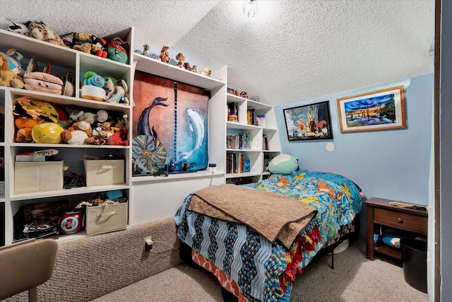 7027 Iowa Colony Blvd, Rosharon, TX 77583 - bedroom with a textured ceiling, carpet, and lofted ceiling
