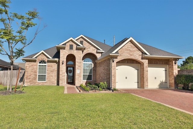 15623 Lavender Bay Ln, Cypress, TX 77429 - view of front of house with decorative driveway, an attached garage, and brick siding
