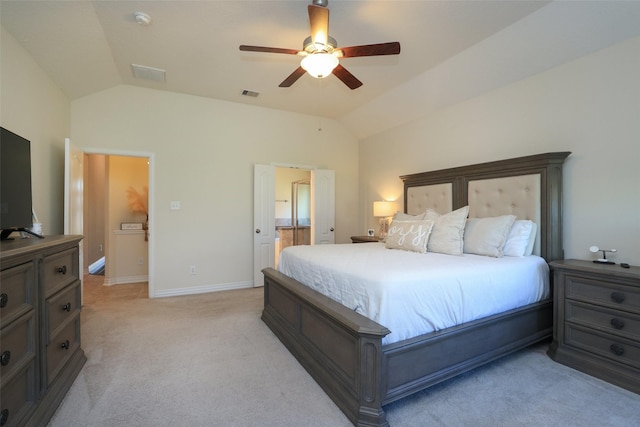 15623 Lavender Bay Ln, Cypress, TX 77429 - bedroom with lofted ceiling, light colored carpet, a ceiling fan, and baseboards