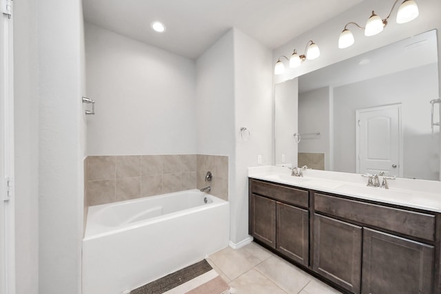 4827 San Gregorio Ln, Katy, TX 77493 - full bathroom featuring tile patterned flooring, a garden tub, and double vanity