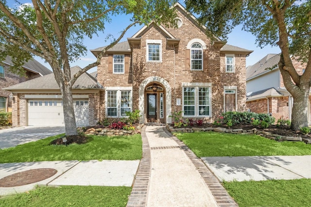 11127 Salento Ct, Richmond, TX 77406 - colonial-style house with brick siding, a garage, and concrete driveway