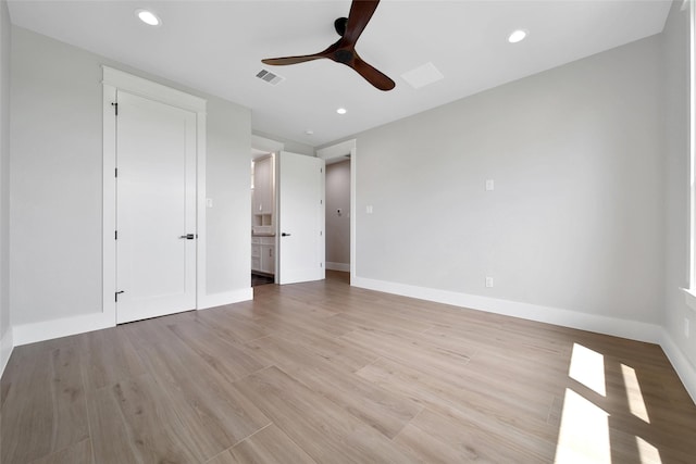 18829 Cypress Church Rd, Cypress, TX 77433 - unfurnished bedroom featuring baseboards, recessed lighting, light wood-style flooring, and ceiling fan