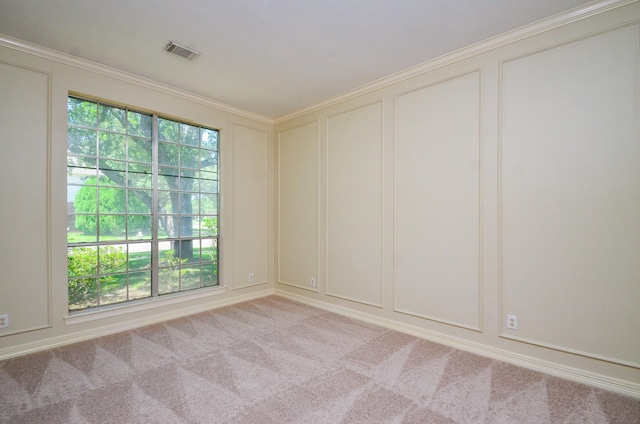 2303 Reflection Ct, Missouri City, TX 77459 - spare room with a decorative wall, carpet floors, and crown molding