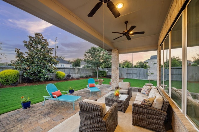 13234 James Terrace Ln, Houston, TX 77059 - view of patio / terrace featuring ceiling fan and outdoor lounge area