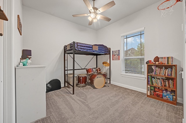 20814 Silver Lance Dr, Tomball, TX 77375 - bedroom with carpet flooring, baseboards, and a ceiling fan