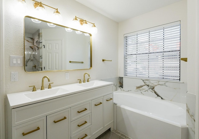 6002 Redfish Run, Baytown, TX 77523 - full bath with a bath, double vanity, and a shower