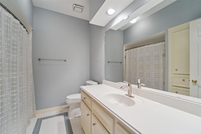 1706 Lofty Maple Trl, Houston, TX 77345 - full bath featuring tile patterned flooring, vanity, toilet, baseboards, and a shower with shower curtain