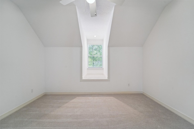 1706 Lofty Maple Trl, Houston, TX 77345 - additional living space featuring carpet floors, lofted ceiling, baseboards, and ceiling fan