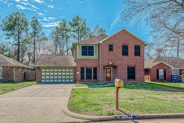 23123 Sandpiper Trl, Spring, TX 77373 - view of front of property featuring a garage, driveway, brick siding, and roof with shingles