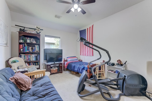 515 Deer Hollow Dr, Sugar Land, TX 77479 - carpeted living area featuring a ceiling fan