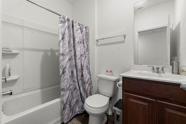 247 Pine Cavern Dr, Willis, TX 77378 - full bathroom featuring vanity, toilet, shower / bath combination with curtain, and wood finished floors